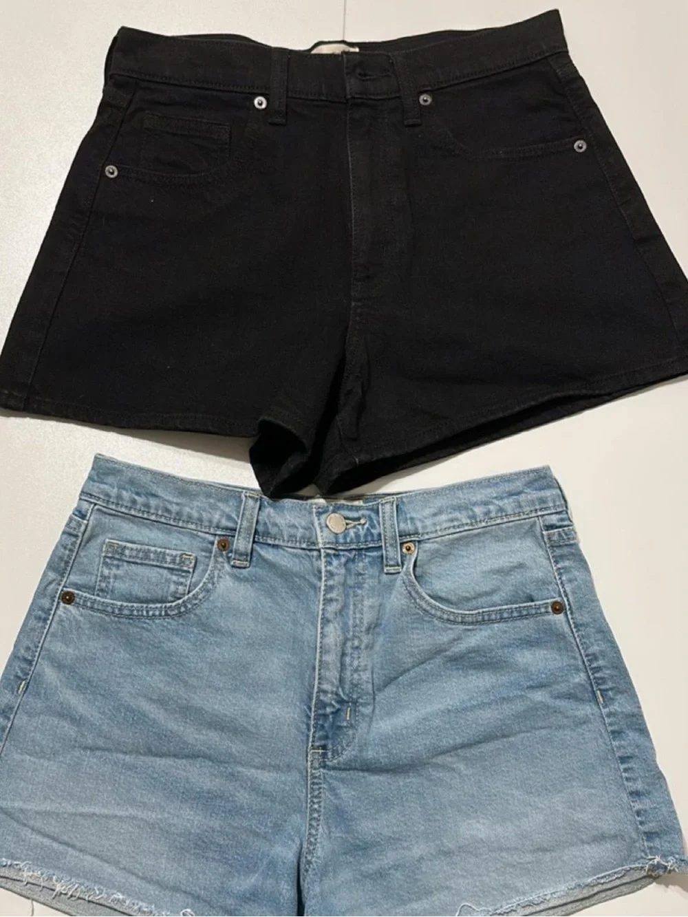 Universal Thread Two-Pack Denim Shorts in Black and Light Blue